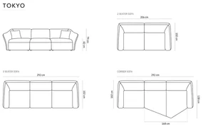 Ciemnoszary aksamitny narożnik Tokyo – Cosmopolitan Design