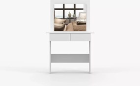 Toaletka Modeno 94 cm biała – 2 szuflady i lustro z LED, funkcjonalna do sypialni