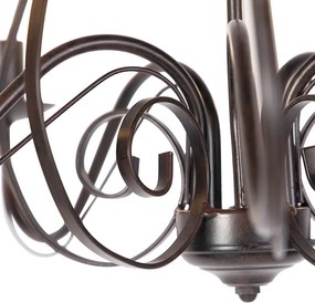 Kandelabr brązowy z plisowanymi abażurami w kolorze kremowym 5-światłowy - Giuseppe