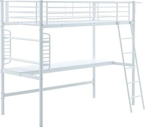 Białe łóżko pojedyncze z biurkiem i organizerem T5-M70