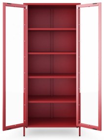 Witryna szklana do salonu czerwona Modern ANGELO 800 x 1850 x 450 mm