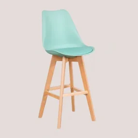 Zestaw 2 Wysokich Stołków 75 Cm Z Poduszką Z Ekoskóry Nordic Verde Jade - Sklum