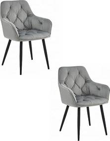Krzesła do jadalni Valora LUKK – srebrno-szary aksamit z czarnymi nogami x 2
