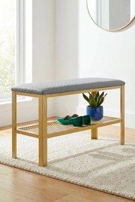 Siedzisko z metalowym stelażem złoty + szary W9-K38