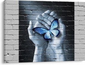 Obraz - Motyl na ścianie (70x50 cm)