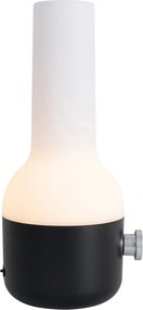 Zestaw 2 lamp stołowych zewnętrznych czarny z białym, w tym akumulatorowe LED - Haard