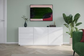 Komoda Asha 167 cm dwudrzwiowa z szufladami - biały połysk