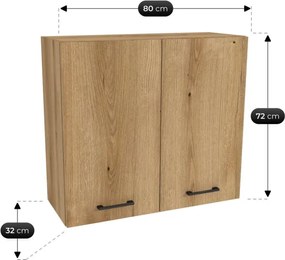 Zestaw Mebli Kuchennych MODERN 260 cm Czarny/Dąb Evoke Loftowy