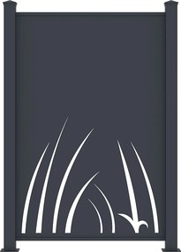 Ogrodzenie aluminiowe  z motywem roślinnym wycinanym laserowo – zestaw startowy – wys. 164 x szer. 118 cm – antracyt – BRAMENO