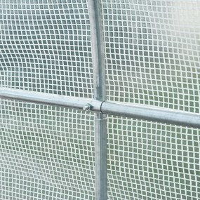 Outsunny Szklarnia Tunelowa Ogrodnicza Biała Praktyczna i Wytrzymała 245x200x200cm | Aosom PL