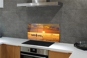 Panel szklany do Kuchni Zebry o Zachodzie Słońca