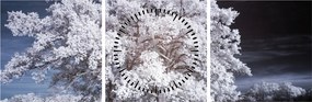 Obraz - Śnieżnobiałe drzewo (z zegarem) (90x30 cm)
