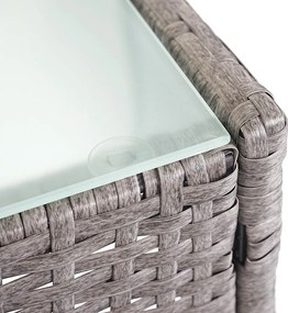 Zestaw z polirattanowego Hamar 3-2-1-1,  szary, poduszki kremowe