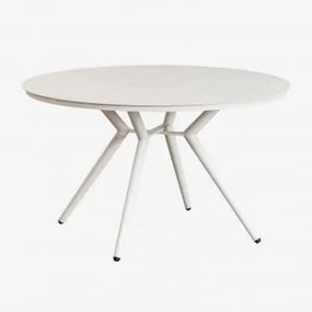 Okrągły Stół Ogrodowy Z Aluminium Valerie Ø125 Cm & Gardenia Biel - Sklum