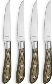 Zestaw 4 noży do steków Achille Bois de pakka od Amefa