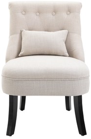 HOMCOM Miękki Fotel Tapicerowany z Poduszką na Oparcie, do Czytania i Odpoczynku, Pokrycie z Tkaniny o Wyglądzie Lnu, 52,5 x 69 x 77 cm, Kremowy Biały