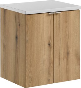 Szafka 2-drzwiowa pod umywalkę nablatową Nova 50 cm, dąb coast evoke/biały mat