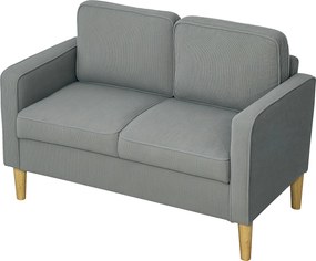 HOMCOM Dwuosobowa sofa z miejscem do przechowywania i solidnymi drewnianymi nogami, do salonu, sypialni, 117 x 63 x 79 cm, Jasnoszary