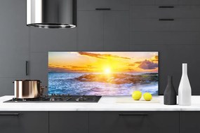 Panel Szklany Ognisty Zachód nad Morzem