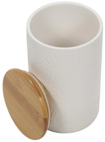 Słoik ceramiczny z pokrywką z bambusa, Ø 10 x 16 cm