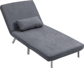 HOMCOM Fotel z funkcją łóżka, design 2-w-1, fotel do spania, łóżko gościnne, materiał pokryciowy, z poduszką, ciemnoszary