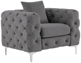 Fotel Chesterfield z weluru antracytowy – EDWINA