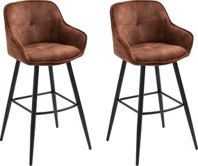 Zestaw 2 krzeseł barowych - materiał i metal - brązowoczerwony - SHERRY