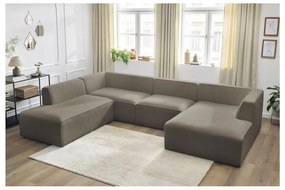 Brązowy narożnik modułowy z materiału bouclé (lewostronny/w kształcie litery U) Megeve – Bobochic Paris