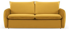 Musztardowa aksamitna rozkładana sofa 214 cm Vienna – Cosmopolitan Design