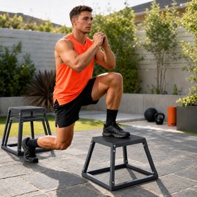 SPORTNOW Plyometryczne skrzynie 3-częściowy zestaw 30,5/45,8/61 cm stosowalna plyo jump box ze stali do 200 kg | Aosom PL
