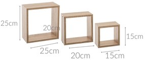 Komplet trzech półek dekoracyjnych ściennych CUBE