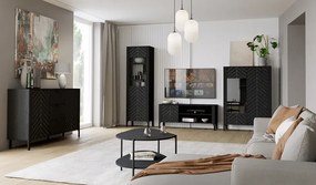 Elegancka czarna komoda w jodełkę W0-N00
