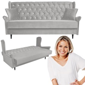 Sofa z funkcją spania WELUR 3osobowa rozkładana szara GAJA Family Meble