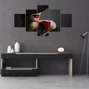 Obraz - Kobieta z różą (125x70 cm)