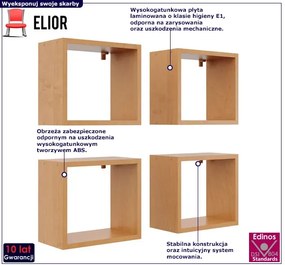 Kwadratowe półki ścienne na kwiaty olcha P9-G42