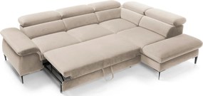 Beżowy narożnik w kształcie L z zagłówkami C0-M87