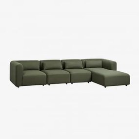 4-częściowa Prawa Sofa Modułowa Fogler Z Szezlongiem Chenille Salvia Zieleń - Sklum