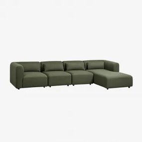 Sofa Modułowy Z Prawym Szezlongiem, 4-częściowy Fogler Tkanina Baranek Boucle Szałwiowa Zieleń - Sklum