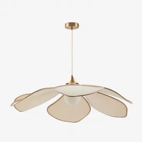 Lampa Sufitowa Benavid Ø100 Cm & Len I Rustykalna Bawełna Nature - Pszenica Brązowa - Sklum