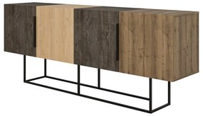 Brązowa niska komoda w dekorze dębu 200x80 cm Titan – Marckeric