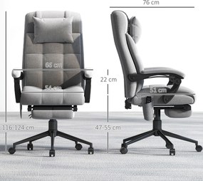 Vinsetto Ergonomiczny fotel biurowy z funkcją masażu regulowany Regulowane siedzisko Regulowany podnóżek Szary | Aosom PL