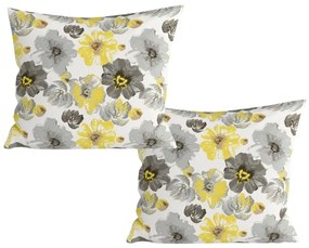 Zestaw 2 szt. dekoracyjnych poszewek na poduszkę z mikrofibry FEONELLE 45x45 cm, żółto-szary