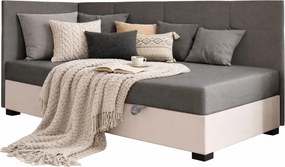 Jednoosobowy tapczan z bokami jasny szary + ecru P8-M51