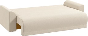 HOMCOM Sofa rozkładana 190x150 cm 3-osobowa z funkcją spania, poduszki, schowek, wygląd sztruksu do salonu, beżowa | Aosom PL