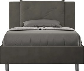 Łóżko wyposażone w stelaż z listwami tapicerowane 120x200 microfibra szary Appia