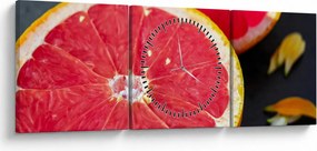 Obraz pokrojonych grejpfrutów (z zegarem) (90x30 cm)
