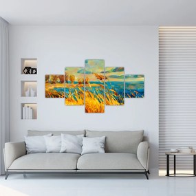 Obraz - Zachód słońca nad jeziorem, obraz akrylowy (125x70 cm)