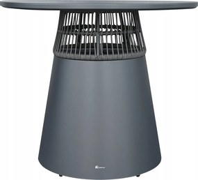 Stół ogrodowy aluminiowy okrągły 90 cm ze stylowym plecionym oplotem szary