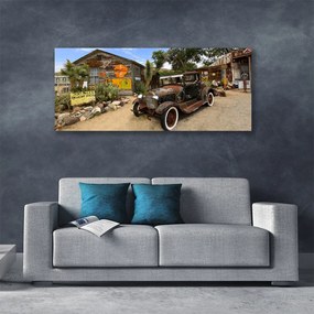 Obraz canvas Zabytkowe Auto na tle Kamienic