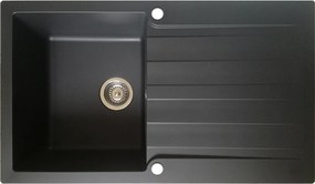 Zlewozmywak Sierra z 1 dużym zlewem i ociekaczem z czarnej żywicy - Essebagno